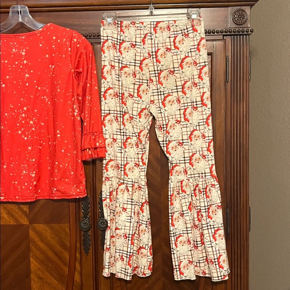 Girl’s Santa Shirt and Pant Set